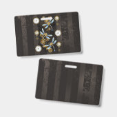 Stoomtech Libellen op bruine gestreepte achtergron Badge (Voor- en achterkant)