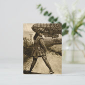 Stoomtech-luchtvaartcommandant Sepia Briefkaart (Staand voorkant)