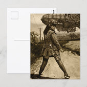 Stoomtech-luchtvaartcommandant Sepia Briefkaart (Voorkant / Achterkant)