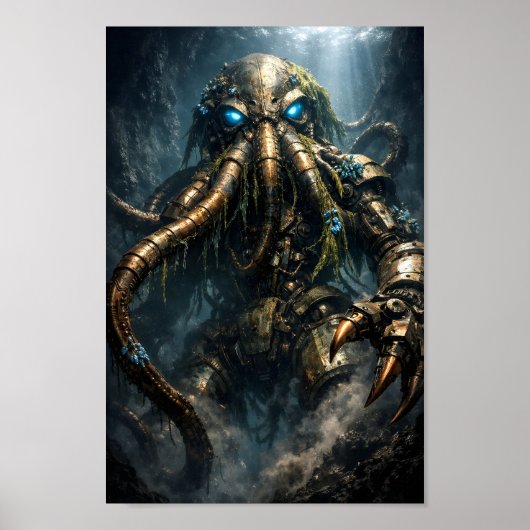 Stoomtech Mecha Kraken Diepzee Kunst Poster (Voorkant)