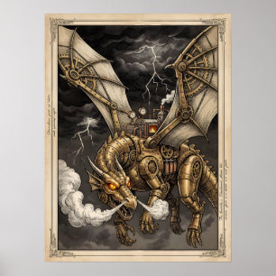 Stoomtech Mechanische Draak Messing Tandwielen Vic Poster