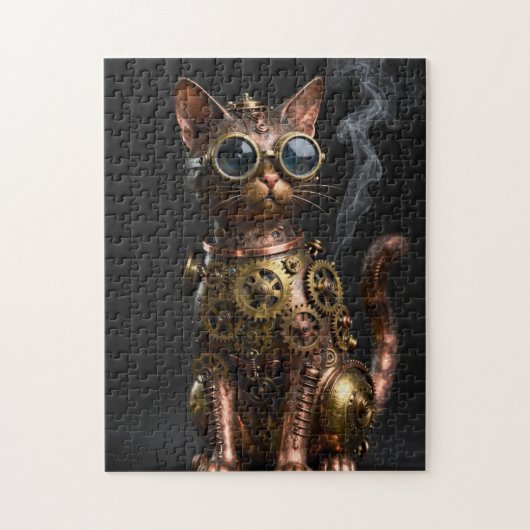 Stoomtech Mechanische Kat Portret Legpuzzel (Verticaal)