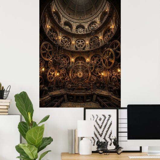 Stoomtech Opwindbare Machinehal Poster (Thuiskantoor)