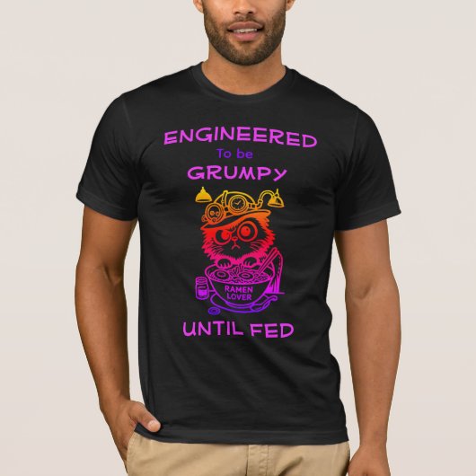 Stoomtech Ramen Kat Grappige Anime Mannen T-Shirt (Voorkant)