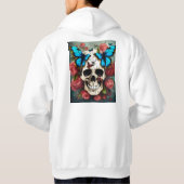 Stoomtech Schedel met Vlinder Afro Haar Hoodie (Achterkant)
