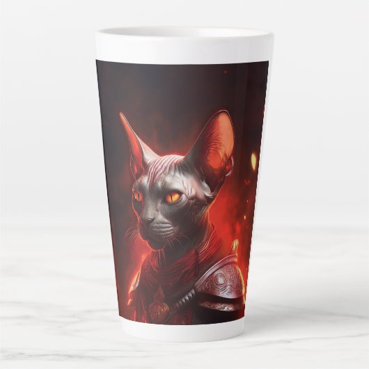 Stoomtech Sfinx Kat Krijger Kijkt Woest Latte Mok (Voorkant)