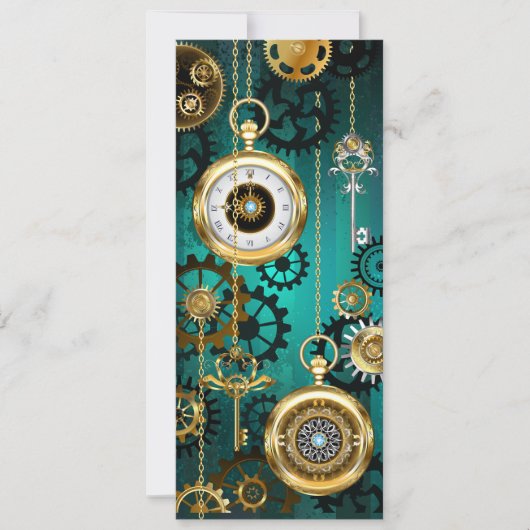 Stoomtech sieraden horloge op een groene achtergro (Voorkant)