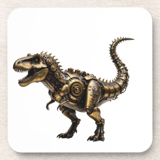 Stoomtech T-Rex Mech – Messing Dino Beest Bier Onderzetter (Voorkant)