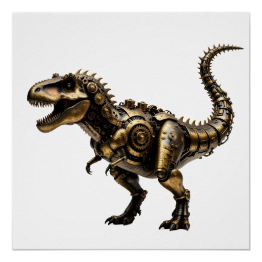 Stoomtech T-Rex Mech – Messing Dino Beest Perfect Poster (Voorkant)