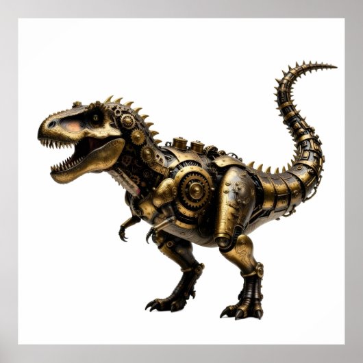 Stoomtech T-Rex Mech – Messing Dino Beest Poster (Voorkant)