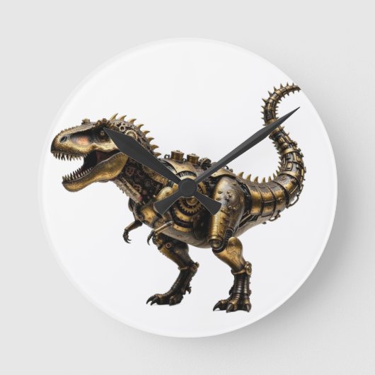 Stoomtech T-Rex Mech – Messing Dino Beest Ronde Klok (Voorkant)