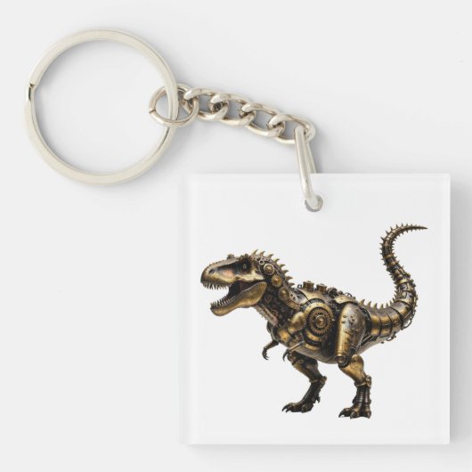 Stoomtech T-Rex Mech – Messing Dino Beest Sleutelhanger (voorkant)