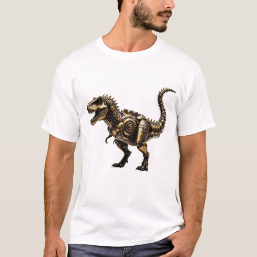 Stoomtech T-Rex Mech – Messing Dino Beest T-shirt (Voorkant)