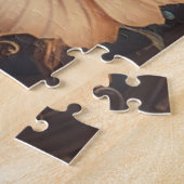 Stoomtech-tandwielen en witte bloemen legpuzzel (Zijkant)
