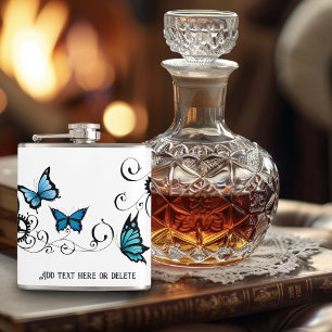 Stoomtech Tribale Blauwe Vlinders Tandwiel Werveli Heupfles