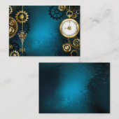 Stoomtech turkoois Achtergrond met Tandwielen Advieskaart (Voorkant / Achterkant)