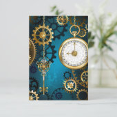 Stoomtech turkoois Achtergrond met Tandwielen Bedankkaart (Staand voorkant)