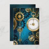 Stoomtech turkoois Achtergrond met Tandwielen Bedankkaart (Voorkant / Achterkant)