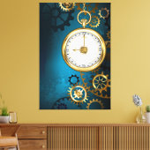 Stoomtech turkoois Achtergrond met Tandwielen Canvas Afdruk (Insitu (Woonkamer))