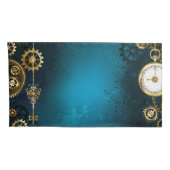 Stoomtech turkoois Achtergrond met Tandwielen Kussensloop (Achterkant-Rechts)