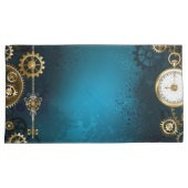 Stoomtech turkoois Achtergrond met Tandwielen Kussensloop (Voorkant-Rechts)