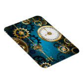 Stoomtech turkoois Achtergrond met Tandwielen Magneet (Rechterzijde)