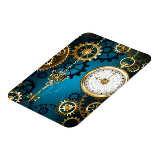 Stoomtech turkoois Achtergrond met Tandwielen Magneet (Linkerzijde)