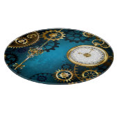 Stoomtech turkoois Achtergrond met Tandwielen Snijplank (Hoek)