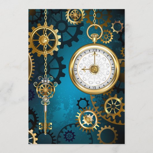 Stoomtech turquoise achtergrond met tandwielen advieskaart (Voorkant)