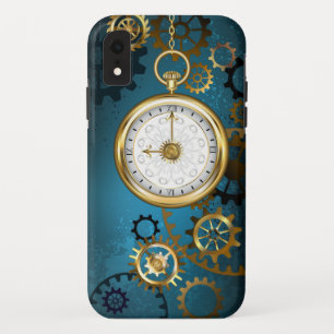 Stoomtech turquoise achtergrond met tandwielen Case-Mate iPhone case