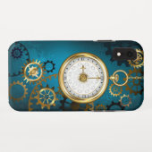 Stoomtech turquoise achtergrond met tandwielen Case-Mate iPhone case (Achterkant (horizontaal))