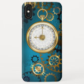 Stoomtech turquoise achtergrond met tandwielen Case-Mate iPhone case (Achterkant)