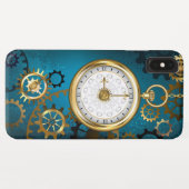 Stoomtech turquoise achtergrond met tandwielen Case-Mate iPhone case (Achterkant (horizontaal))