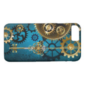 Stoomtech turquoise achtergrond met tandwielen Case-Mate iPhone case (Achterkant (Horizontaal))