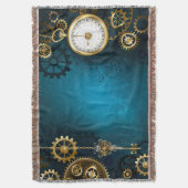 Stoomtech turquoise Achtergrond met Tandwielen Deken (Voorkant Verticaal)