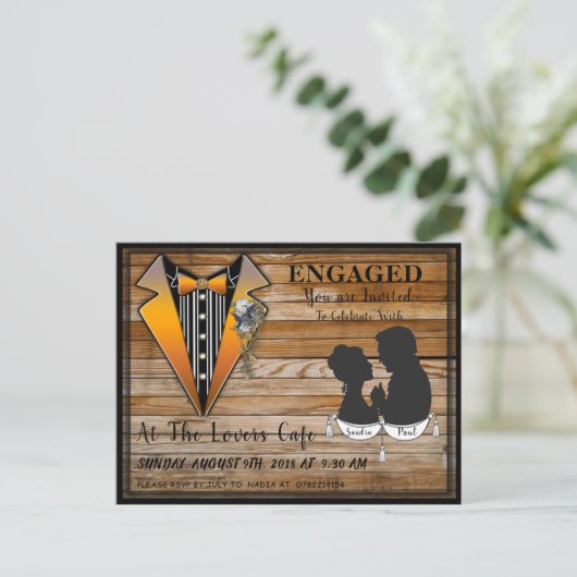 Stoomtech Verlovingsfeest Aankondigingskaart (Staand voorkant)