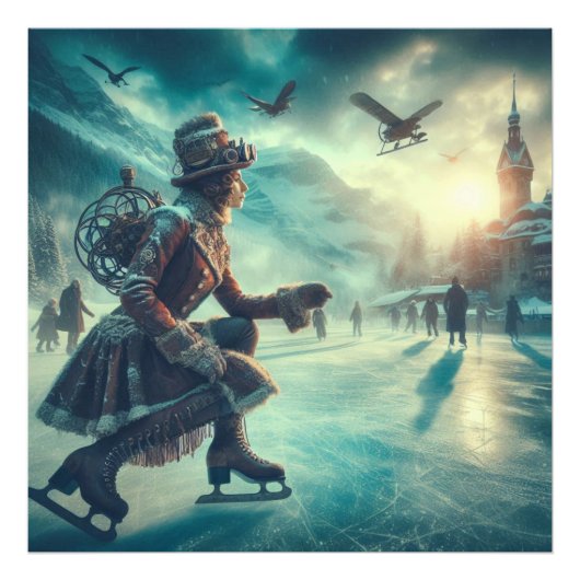 Stoomtech Victoriaans Fantasie Winterboodschapper Foto Afdruk (Voorkant)