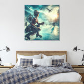 Stoomtech Victoriaanse Fantasy Winterboodschapper Canvas Afdruk (Insitu (Slaapkamer))