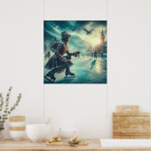Stoomtech-Victoriaanse Fantasy Winterboodschapper Poster (Keuken)