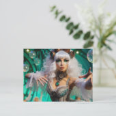 Stoomtech Victoriaanse Futuristische Groene Danser Briefkaart (Staand voorkant)