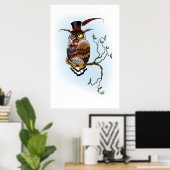 Stoomtech-Victoriaanse Keurige Uil Hoed Vintage  Poster (Thuiskantoor)
