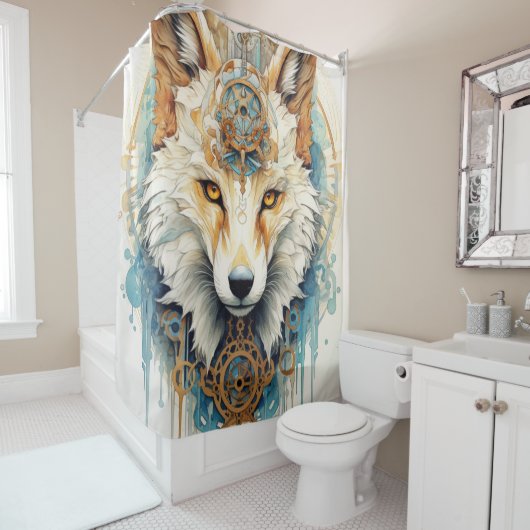 Stoomtech Wolf met Roestklauw Douchegordijn (In situ)