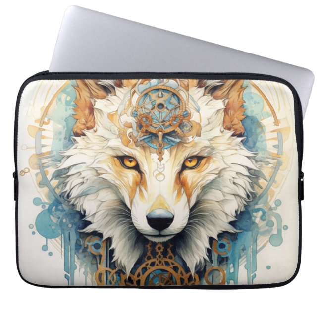 Stoomtech Wolf met Roestklauw Laptop Sleeve (Voorkant)