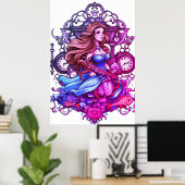 Stoomtech Zeemeermin Voor Meisjes of Jongens op ee Poster (Thuiskantoor)