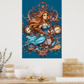 Stoomtech Zeemeermin Voor Meisjes of Jongens op ee Poster (Keuken)