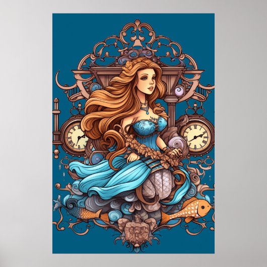 Stoomtech Zeemeermin Voor Meisjes of Jongens op ee Poster (Voorkant)