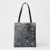 Stoomtech Zilveren Zink Versnellingen Aangepaste N Tote Bag (Voorkant)