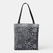 Stoomtech Zilveren Zink Versnellingen Aangepaste N Tote Bag (Achterkant)