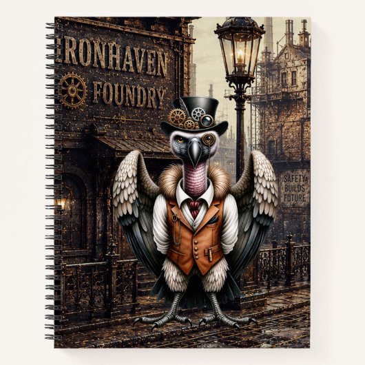 Stoomtechbuizerd in een industriële stad notitieboek (Voorkant)