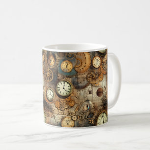 Stoomtechiek Ingenieursblauwdruk Bruin Messing Koffiemok